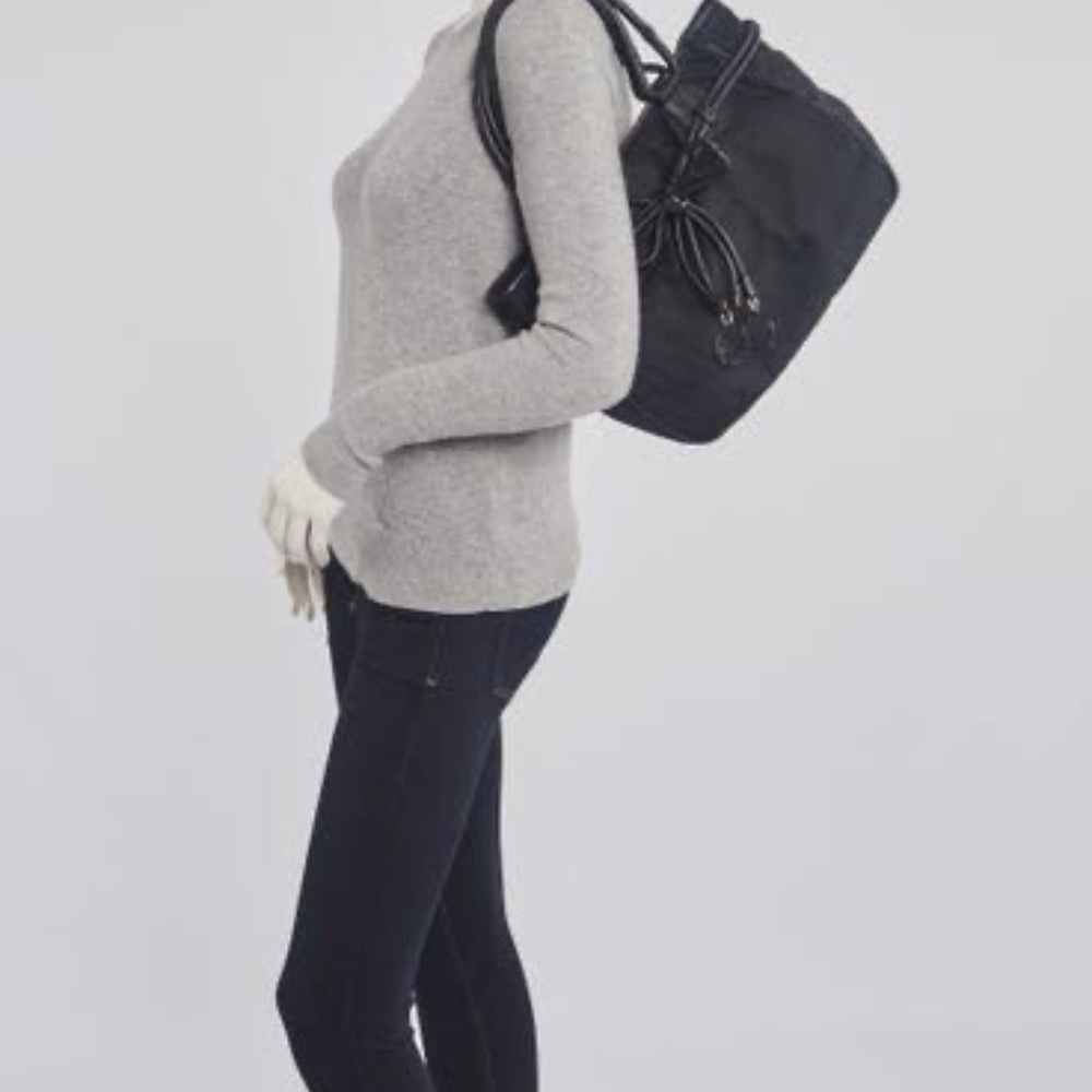 Authentic CHRISTIAN DIOR Trotter Canvas Bow Small Tote Bag Black - Picture 3 of 12
